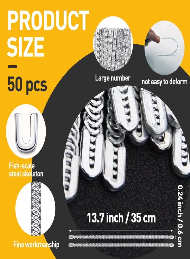 EUSTREER 50 Pcs 1/4'' x 13.7Inch Spiral Steel Boning for Corset, Sewing Corset Boning Precut with 50 Steel Boning Tips Structure and Form (6mm) - Image 2